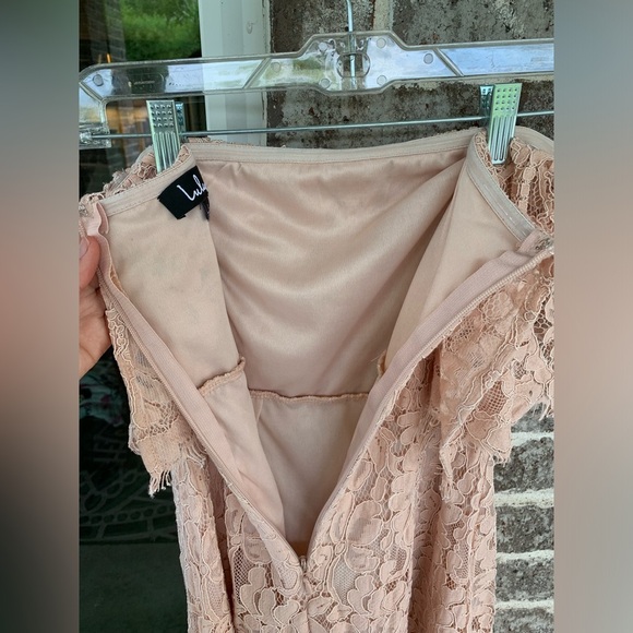 Lulus Delia Blush Pink Lace Strapless Midi Dress - Picture 5 of 8